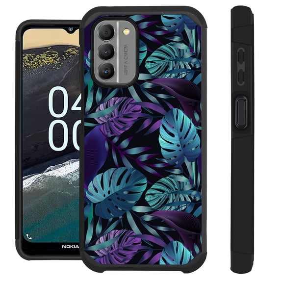 Compatible with Nokia G400 5G Hybrid Fusion Guard Phone Case Cover (Teal Jungle Leaf)