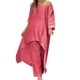 thumbnail image 1 of Gibobby Conjunto de Pantalones para Mujer Traje de manga larga irregular grande informal de algodón a la moda para mujer pantalones de pierna ancha traje de d(Rosa caliente,M), 1 of 5