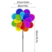Dyegold Rainbow Wind Spinner for Garden Reflective Pinwheel 3 Feet Tall Bird Deterrent Sparkly Outdoor Decor for Yard Patio