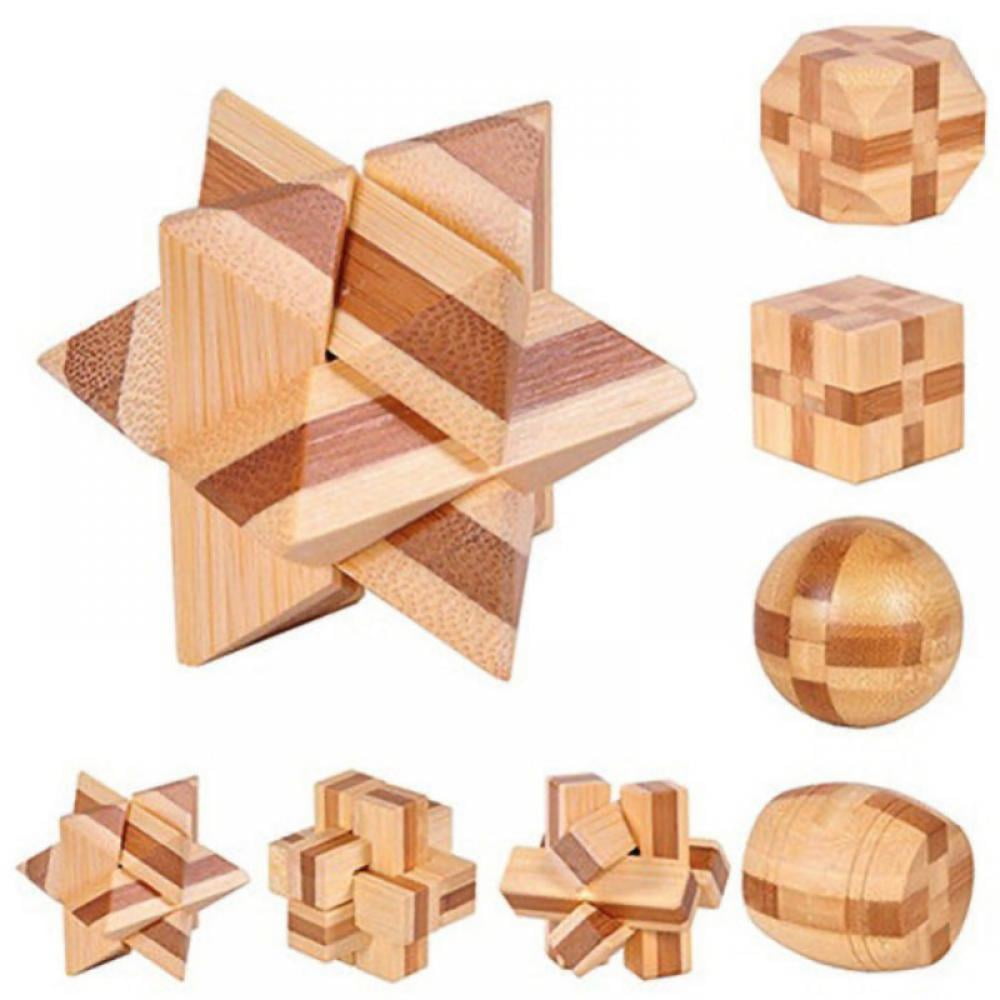3D Wooden Cube Brain Teaser Puzzle, IQ Puzzles Great Educational 