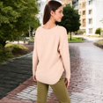 thumbnail image 5 of Women's Textured Knit Sweater with V-Neckline and Ribbed Sleeves - Large, Khaki, 5 of 6