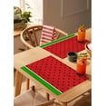 thumbnail image 4 of Watermelon Placemats Set of 4,Washable Woven Burlap Cloth Fabric Placemat for Square/Rectangle/Round/Oval Dining Table,Easy Clean Place Mats for Toddlers,Kids Red Green Summer Fruit Black Polka Dots, 4 of 6