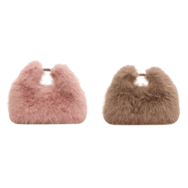 Bolso Hombro Esponjoso Piel Sintética para Mujer Felpa Suave Fiesta () Rosa