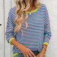 thumbnail image 4 of Erwazi Womens Long Sleeve Striped Shirts Loose Fit Casual Crewneck Sweatshirts Lightweight Trendy T-shirts Fall Tops, 4 of 6