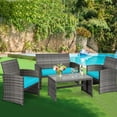 thumbnail image 3 of Gymax Ensemble de Conversation d'Extérieur en Rotin pour Patio 8 Pcs avec Coussin Turquoise, 3 of 10