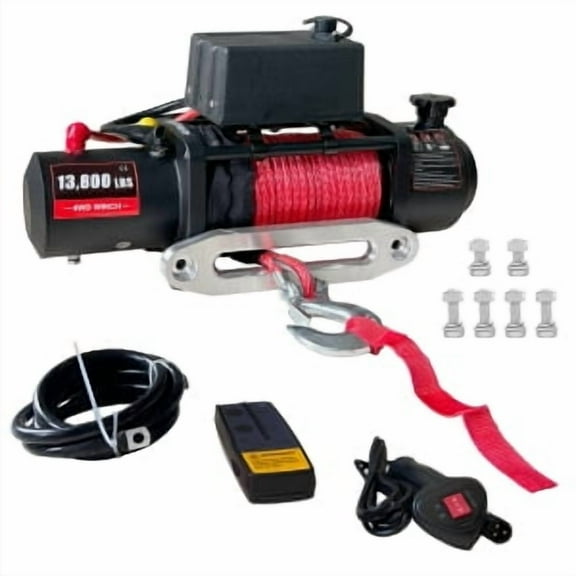 Trilenars 13800Lbs Electric Winch with 85Ft Synthetic Rope and Hawse Fairlead,Heavy Duty Waterproof IP67 Towing Winch with Wireless 2-In-1 Remote for Trucks,Boats,Etc,13800Lbs