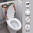 thumbnail image 3 of HELLHERO Lid Cover Set for Toilet & Toilet Cover Set with Stretch Polyester Fabric for Washable, Stays in Place, Datura Flower, 3 of 7