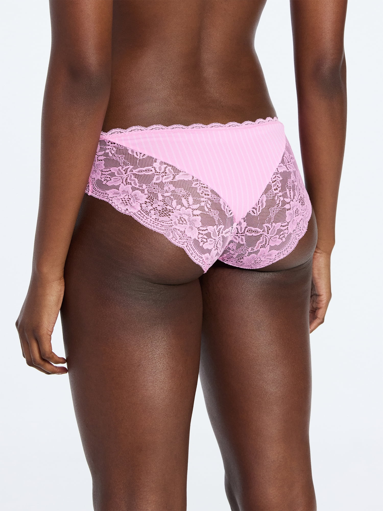 Joyspun Women's Microfiber and Lace Hipster Panties, 3-pack, Sizes to 3XL