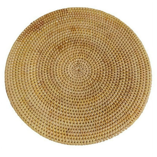 Handwoven Rattan Placemats,Round Wicker Table Mats, Natural Woven Placemats for Dinner Table,Heat Resistant Mats