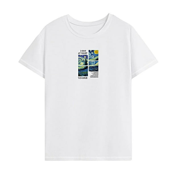 Camiseta para mujer de verano, elegante, ligera, con cuello redondo, para el trabajo, viajes en la calle XL