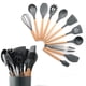 thumbnail image 2 of Juego de utensilios de cocina de silicona con mango de madera de silicona, 12 espátulas de silicona antiadherentes con cubo de almacenamiento, 1 juego, color gris JM, 2 of 5