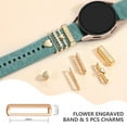 thumbnail image 6 of Comvin Flower Engraved Band for Samsung Galaxy Watch 7 Band/Watch 6 5 4 40mm 44mm/Watch 6 4 Classic Band 42mm 46mm 43mm 47mm/Galaxy Watch 5 Pro Band 45mm, with Decorative Charms Accessories Women, 6 of 7