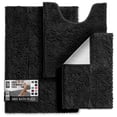 thumbnail image 1 of Juego de alfombras de baño Hearth & Harbor Chenille, antideslizantes, color negro, 1 of 9
