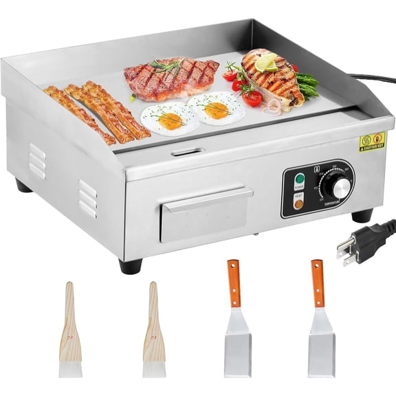 14 Inch 3000W Electric Commercial Stainless Steel Flat Top Teppanyaki Griddle