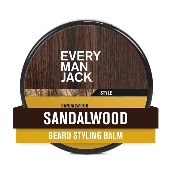 Every Man Jack Sandalwood Grooming Beard Styling Balm for Men, Naturally Derived, 2 oz