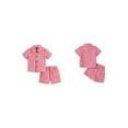 thumbnail image 2 of Faithtur Girls Summer 2PCS Shorts Sets Short Sleeve Lapel Button Up Plaid Tops Shorts Sets, 2 of 9