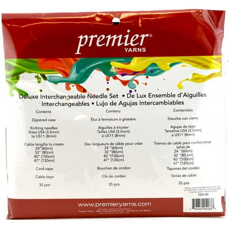Interchangeable Needle Set - Premier Yarns Acrylic Needles Interchangeable Deluxe Knitting Set, Multicolor