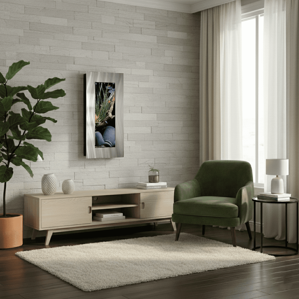 Aussie Aquariums 3.0 Modern Wall Mounted Fish Tank – Contemporary Aquatic Habitat and Living Art Display (Verticali, Silver)