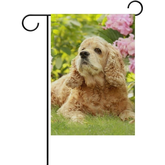 English Cocker Spaniel Dog Flower Decorative Double Sided House Flag 28 x 40 inch