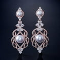 thumbnail image 3 of 14K Gold Crystal Pearl Chandelier Women Earrings, Freshwater Pearl and Moissanite Tassel Design Drop Earrings, Fashion Jewelry Gifts for Mom, Girlfriend, Wife, 3 of 6