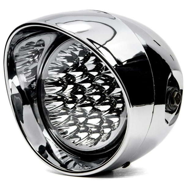 7" Chrome LED Motorcycle Headlight w/ Side Mounting Running Light High / Lo Beam Compatible with Harley Davidson Road King Fuel Injected