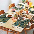 thumbnail image 2 of Teal Gold Marble Pattern Summer Placemats Table Placemats Set Of 4-Linen Kitchen Washable Placemats Table Mats 11.8"x17.7" Non-Slip Heat Resistant, 2 of 6