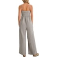 thumbnail image 3 of Spaghetti Strap Summer Women Sleeveless Solid High Waist Wide Leg Jumpsuit, 3 of 6
