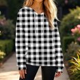 thumbnail image 3 of WTOBBY Women's Fashion Casual Plaid Print Pullover Long-Sleeve Hooded Sweatshirt, Trendy Loose Fit for Casual Outfits and Fall Season Daily Wear,Black L, 3 of 4