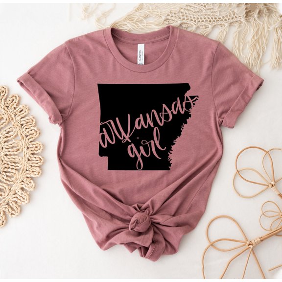 Arkansas Girl T-shirt State Shirt Lover Gift College Tee Traveller Top The Natural Pride Outline Born Native Home