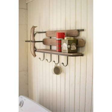 WOOD AND IRON SLEIGH SHELF
