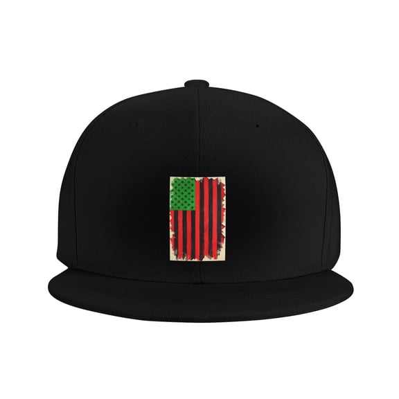 Snapback Hat Red Black Green African America Flag Flat Brim Adjustable Baseball Cap for Men Women Trucker Hat Black