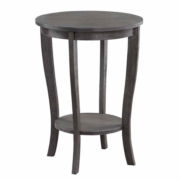 Pemberly Row Contemporary Round End Table in Gray Wood Finish