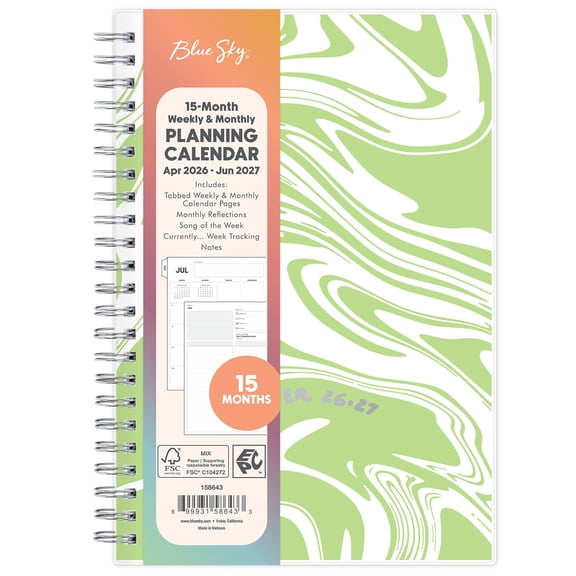 Blue Sky Gen Z Monthly Weekly Planner, 5" x 8", Slime 15-Month (April 2026 - June 2027)
