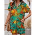 thumbnail image 7 of Youpwaven Women's 2-Piece Hawaii Vacation Set, Tropical Floral Print Short Sleeve Shirt and Shorts, Summer Beach Holiday Button Down Outfit, Casual Loose Fit Loungewear, 7 of 7