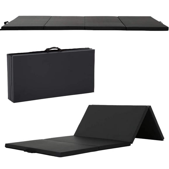 NiamVelo Gymnastics Mats 4'x8'x2'' Folding Exercise Mat Gym Yoga Mat Aerobics Fitness Mat Folding Kids' Gymnastics Tumbling Mat with Carrying Handles for Home Gym Exercise&Play Gym Floor Mats, Black