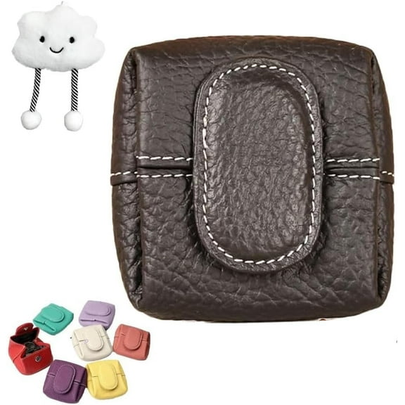 Mini Lychee Pattern Coin Purse, Top Grain Leather Small Ladies' Wallet with Key Buckle, Women Solid Color Keys Change Bag(B)