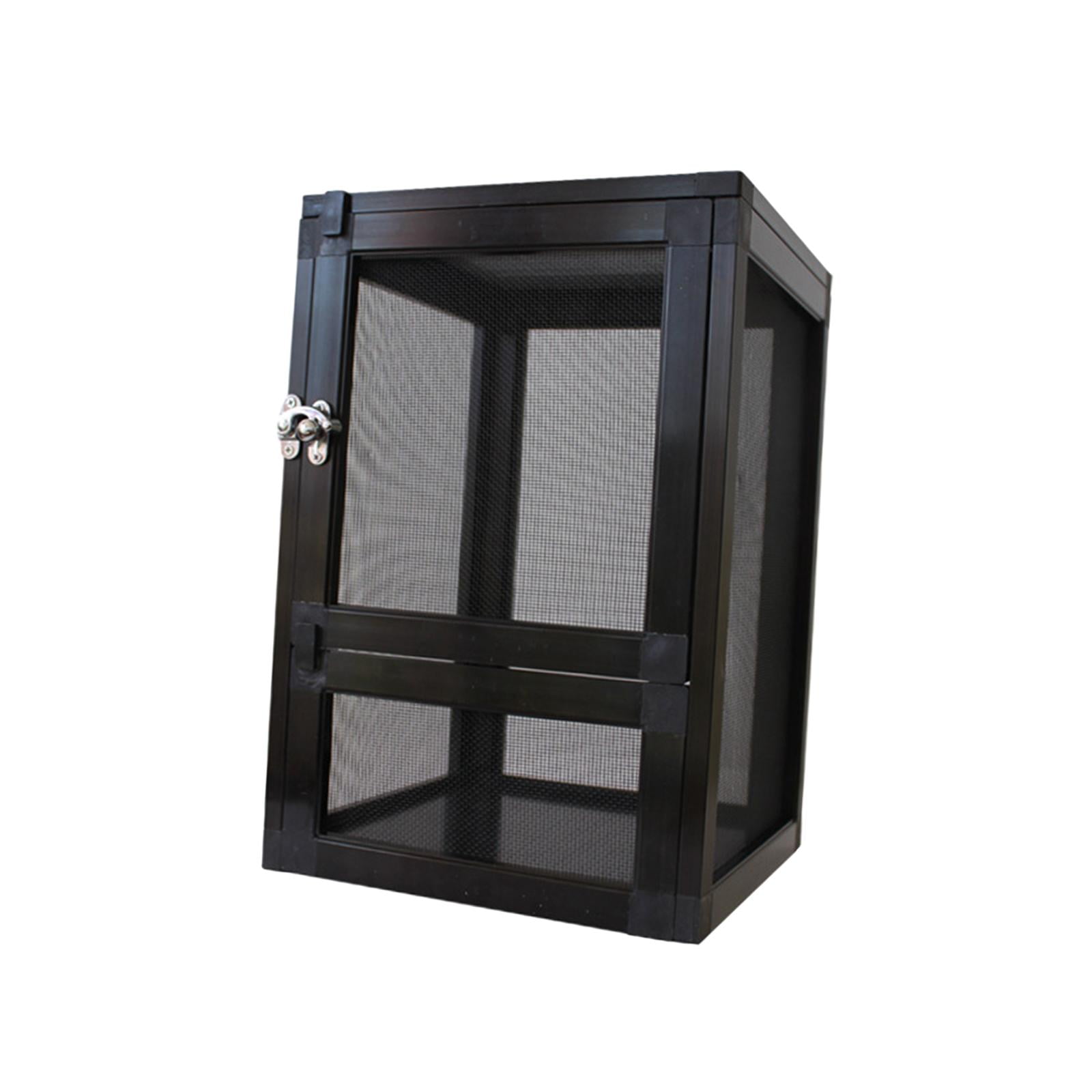 Reptiles Habitat Air Screen Cages Portable Reptile Tank Storage Breeding Box Reptile Cage for Frog Hedgehogs Transport Bearded Dragon Pet Black