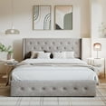 thumbnail image 4 of Amolife Queen Size Upholstered Lift up Storage Platform Bed Frame with Fabric Button Tufted Wingback Headboard, Beige, 4 of 13