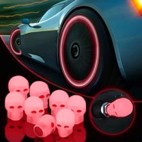 4PCS Luminous Skull Tire Valve Caps – Universal Car Accessories, Handmade Rhinestone Stem Covers, Glowing Wheel Nozzles for Cars, Motorcycles & Bikes