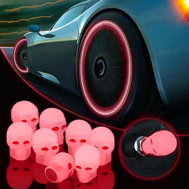 Accesorios Para Coches Auto Parts Products 4pc Luminous Stem Caps,4 Pack Tire Valves Caps,Universal Handmade Rhinestones Stem Cover Illuminated Valves Nozzles Car Accessories