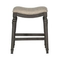 thumbnail image 4 of Home Square 2 Piece Saddle Polyester Upholstery Wood Counter Stool Set in Gray, 4 of 9