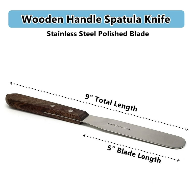 Baking Spatula With 8 Long Stainless Steel Polished Blade and Wood
