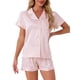 thumbnail image 1 of Conjuntos de pijama para mujer INSPIRE CHIC, camiseta de manga corta con botones y pantalones cortos, conjuntos de lounge XL en color rosa, 1 of 5