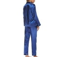 thumbnail image 4 of Oalirro Silk Satin Pajamas Set for Women Casual Long Sleeve Homewear Two-Piece Sleepwear, 4 of 4