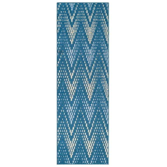 Arete Geometric Indoor Area Rug by Blue Nile Nills - 2.6' x 8', Blue