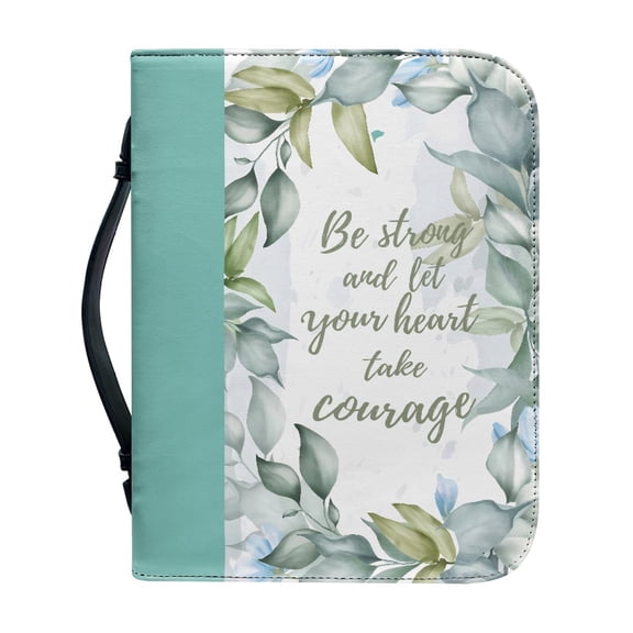 HELLHERO Leaf Bible Cover for Study Christian Prayer Study, Protective Church Bible Bag PU Leather Zippered Handle Bible Case