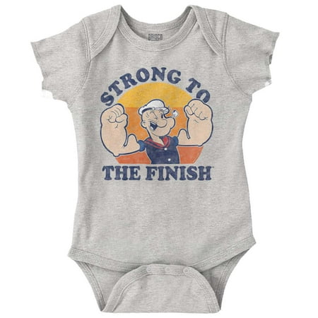 

Strong To The Finish Popeye Sailor Romper Boys or Girls Infant Baby Brisco Brands 12M