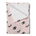 thumbnail image 2 of Eyelash Soft Flannel Fleece Throw Blanket, Doodle Style Open and Closed Eyes Hand Drawn Sketch Abstract Kids Design, Cozy Plush for Indoor and Outdoor Use, 70" x 90", Rose Black White, by Ambesonne, 2 of 5