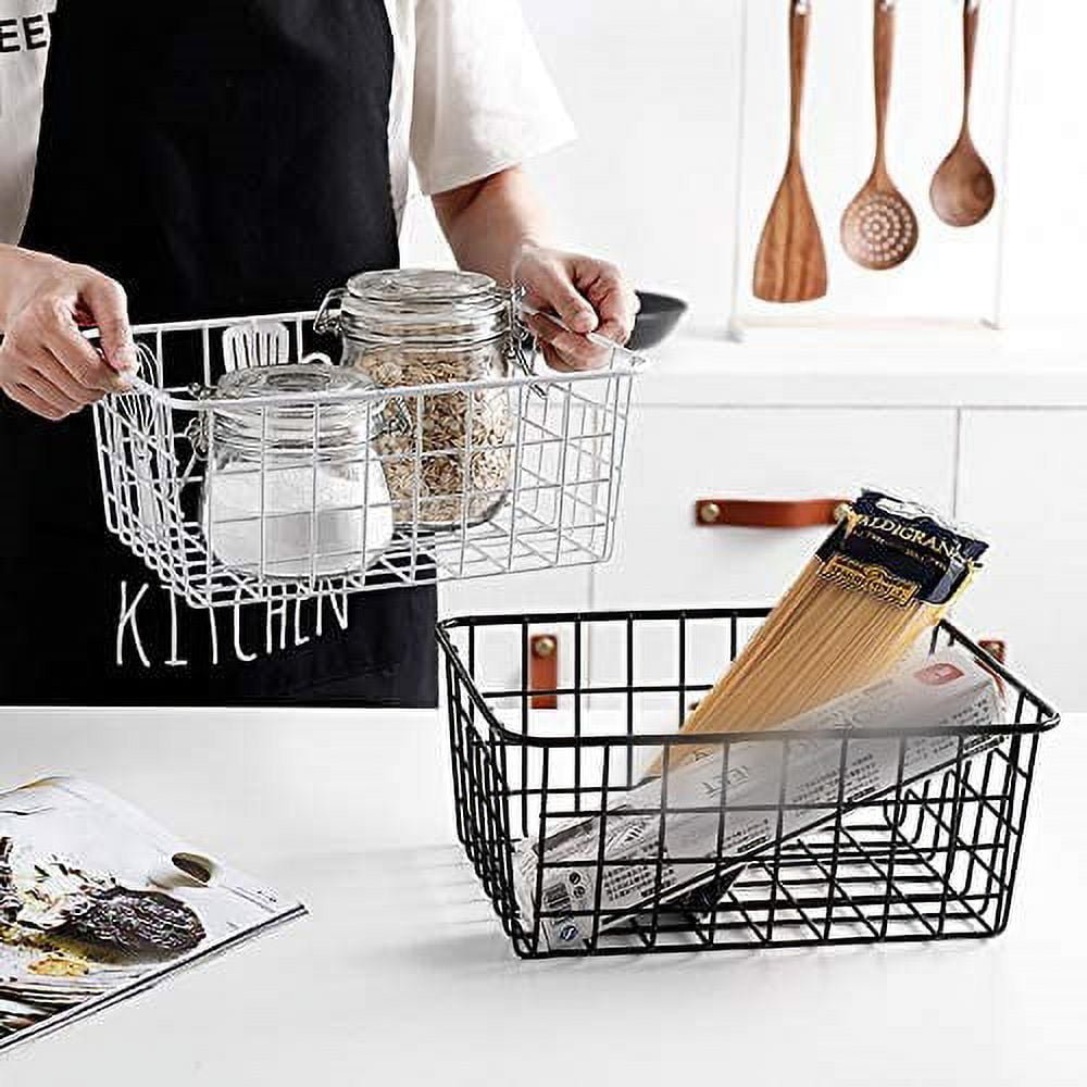 Wire Storage Baskets,  1 Pcs Wire Baskets for Storage Pantry, Black Wire Basket,Wire Baskets For Organizing, Countertop, Closet, Bedroom, Bathroom, Make Life Tidier Metal Basket,Large