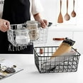 thumbnail image 5 of Wire Storage Baskets,Wire Baskets with Handles 9.44*6.7*4.72 inch inch Wire Storage Organizer Bin Baskets, Pantry, Closets, Bedrooms - Set of 2（Black）, 5 of 8